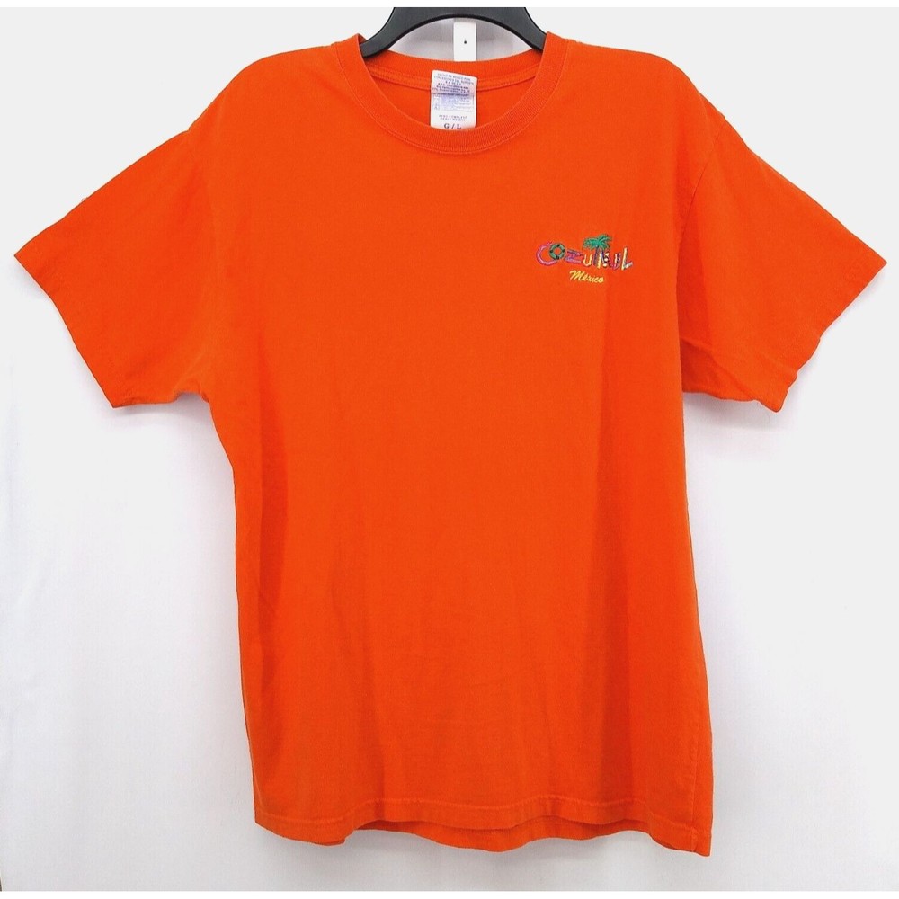 Cozumel Mexico Large Orange Embroidered T-Shirt